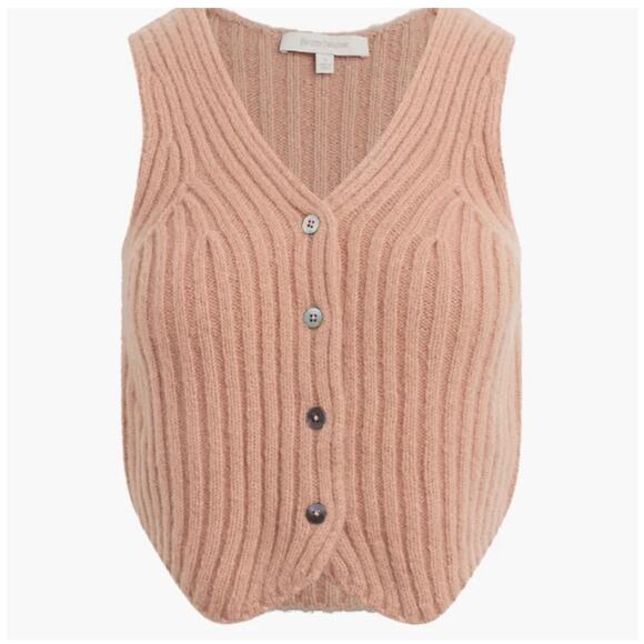 Favorite Daughter The Knit Favorite Sweater Vest Mauve Wool Cashmere Large - Picture 2 of 8